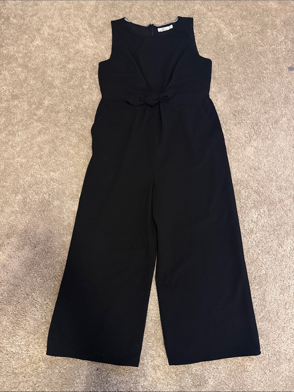 Vineyard Vines Sleeveless Black Wide-Leg Jumpsuit with Front Knot- size 16
